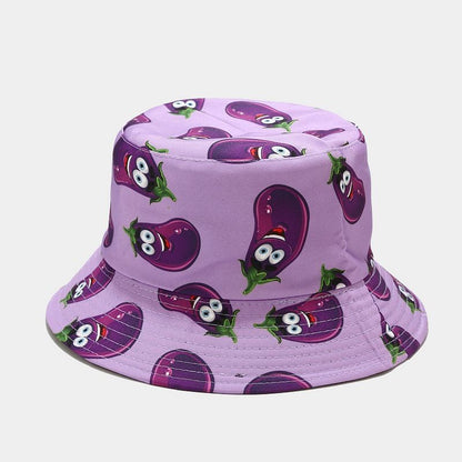 P 2022 Nuevo sombrero de pescador con estampado de vegetales creativo para mujer, sombrero para el sol de verano para exteriores, sombrero versátil para olla 