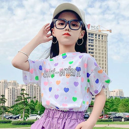 P Girls Set 2024 Summer New Children's Doll Collar Short Sleeve Foreign Style Girl Summer Korean Version Striped Two-Piece Set