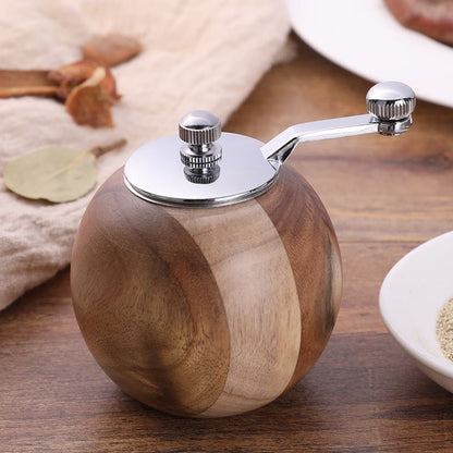 Hand-grinding pepper grinder Wooden black pepper particle grinding tool thickness adjustable freshly ground pepper seasoning bottle.