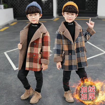 Girls' jackets autumn and winter 2023 new western style woolen coat children's little girls mid-length thick woolen woolen coat