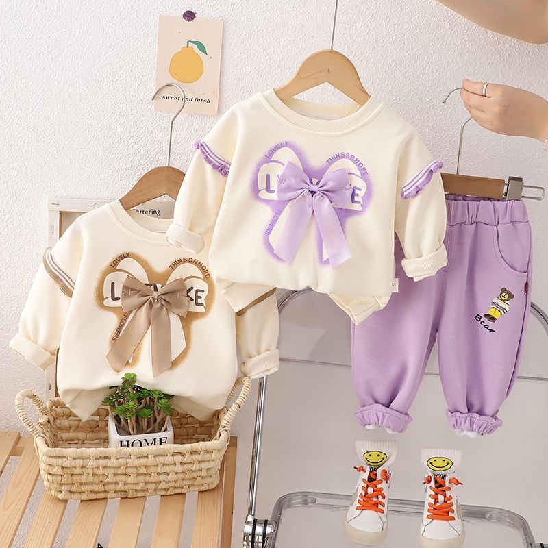 P baby spring suit, foreign style new girls' sports sweater, casual children's two-piece set, baby spring and autumn clothes