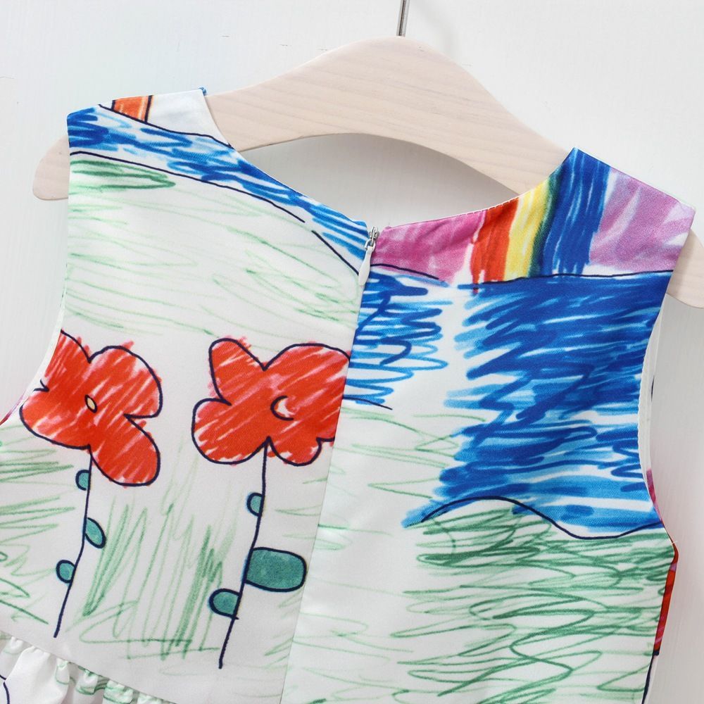 Vestido sin mangas para niñas, nuevo vestido de princesa, vestido de verano, versión coreana de moda de verano para niños, falda con estampado de dibujos animados para niños medianos y grandes 