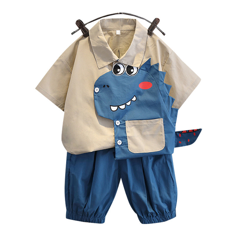 P Boys&#039; Summer Shirt Spring and Autumn Suit 2024 New Western Baby Short-sleeved Clothes Boys&#039; and Children&#039;s Summer Children&#039;s Wear