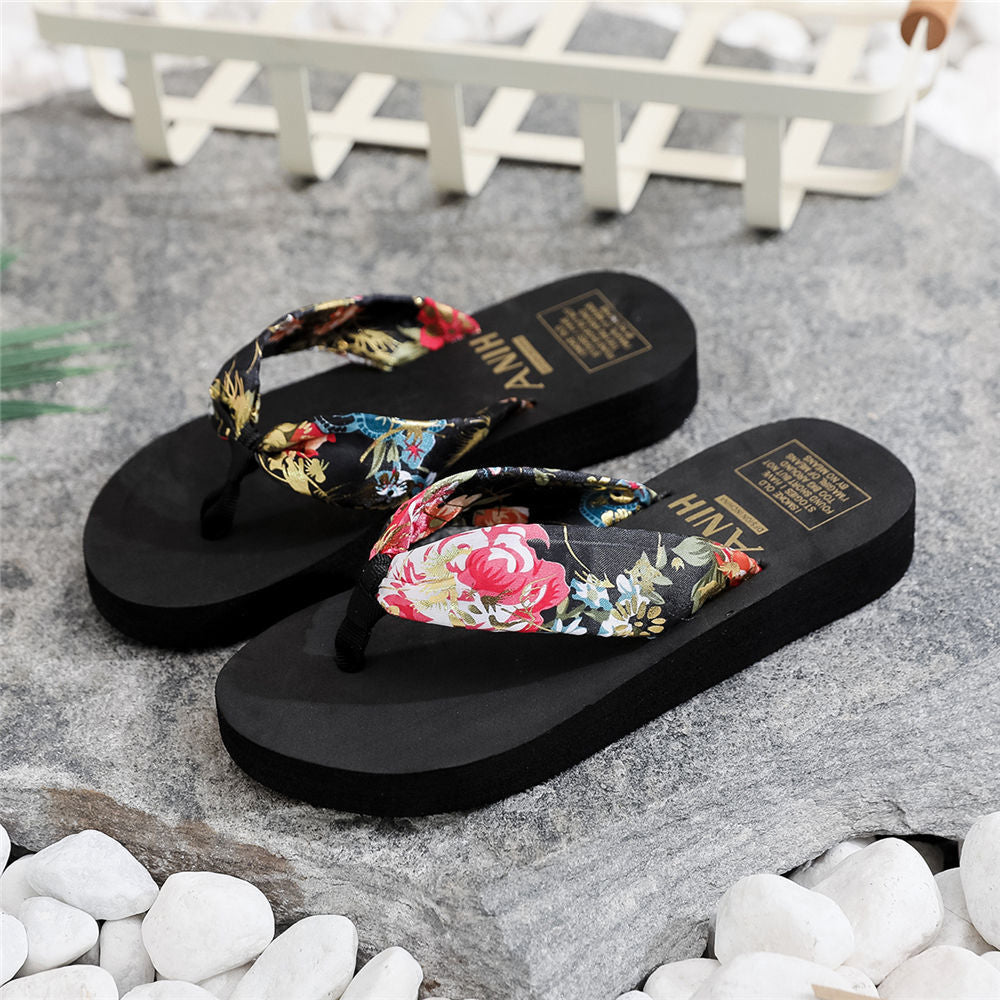 P High Heels, New Thick Sole Slippers, Women's Herringbone Slippers, Summer Beach Bohemian Slippers, Clamping Feet, Fashionable Cool Slippers