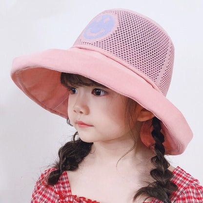 P children's sunscreen hat, summer boys' hat, large brim, summer sunshade hat, mesh fisherman's hat, wide brim, trendy and cool thin style