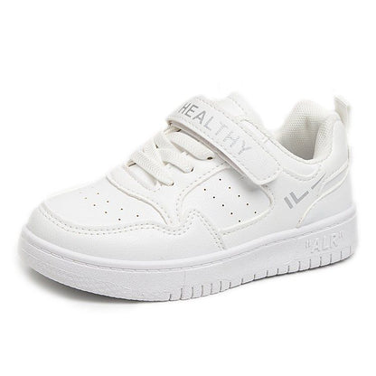 P Campus Little White Shoes 2023 New Boys Sneakers Girls Low Top Leather Performance White Soft-soled Lightweight Sneakers