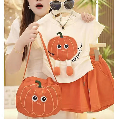 P New 2024 Best seller of dopamine Korean version network red Tiktok same model big and medium-sized children's foreign cartoon summer suit