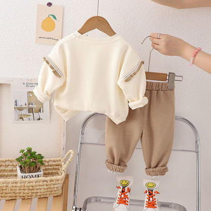 P baby spring suit, foreign style new girls' sports sweater, casual children's two-piece set, baby spring and autumn clothes