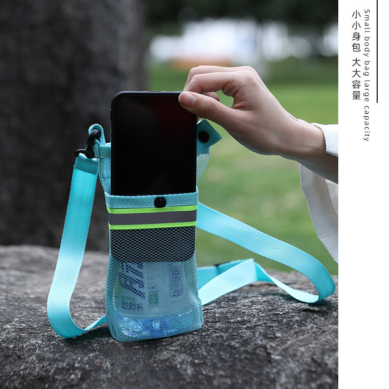 A grid portable water cup bag travel beverage bottle thermos cup slung cup cover Kettle cover outdoor adult children universal.