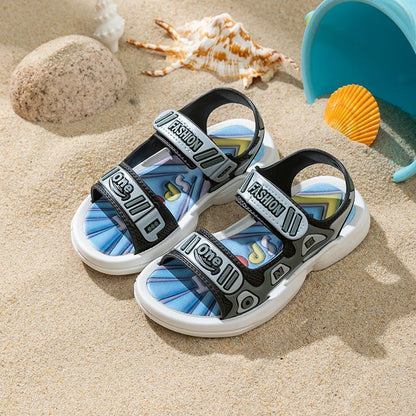 P macaron sports open toe handsome tide wear anti-odor flat ultra-soft student summer children's beach slippers