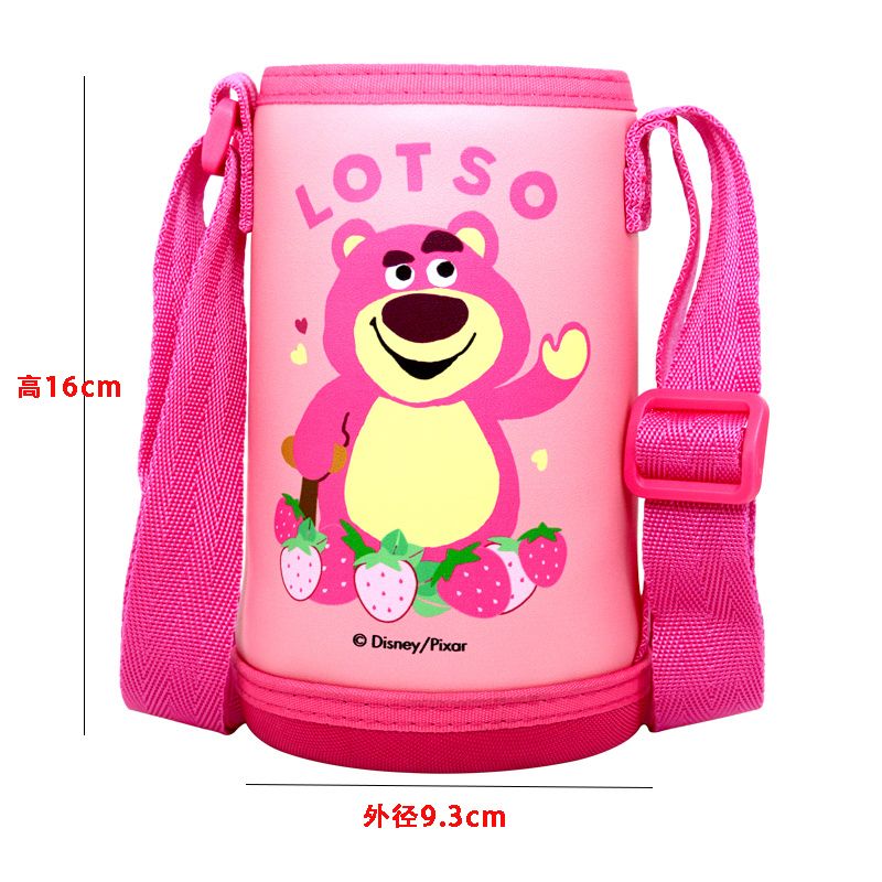 Funda para taza de agua para niños, portavasos, funda protectora con forma de oso, anticaídas universal, para llevar cruzada, correa para el hombro, funda para taza con aislamiento portátil de Disney 