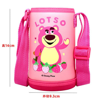 Funda para taza de agua para niños, portavasos, funda protectora con forma de oso, anticaídas universal, para llevar cruzada, correa para el hombro, funda para taza con aislamiento portátil de Disney 