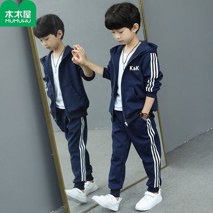 P boys spring and autumn suit new middle-aged and older boys foreign style explosion sports autumn two-piece suit