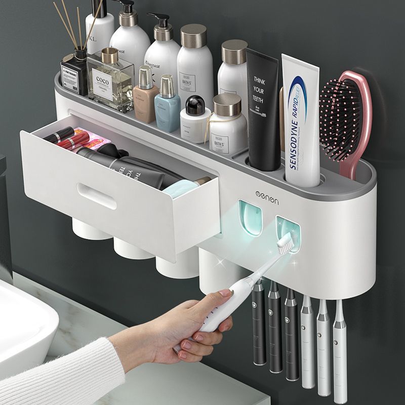 Toothbrush storage rack, non punching mouthwash cup, toothbrush cream, tooth cup storage, bathroom wall mounted rack, electric set