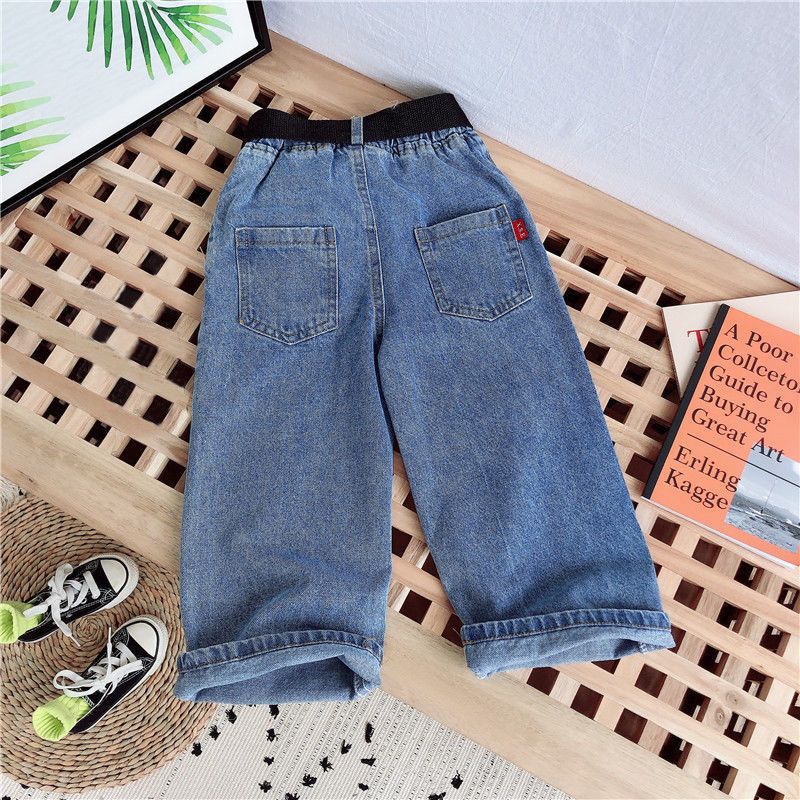 Girls' straight leg jeans for spring and autumn, new Korean version of westernized autumn clothing, children's loose casual pants, wearing long pants outside