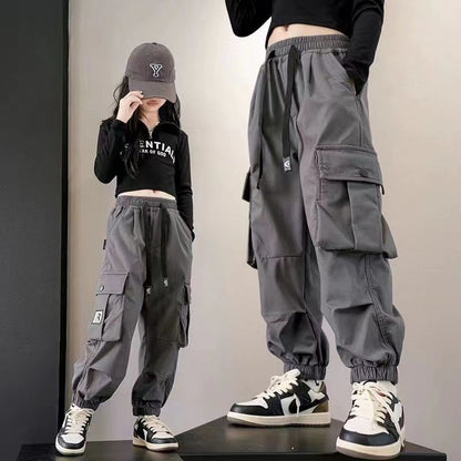 P [New Tooling] 2024 New Tooling Pants Girls' Multi-Pocket Loose Versatile Casual Trendy Cool Girls' Pants