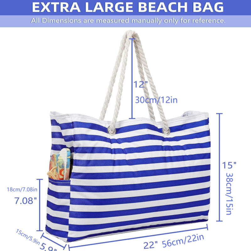 P Fashion stripe travel beach bag large capacity hand storage bag shoulder shopping bag light travel