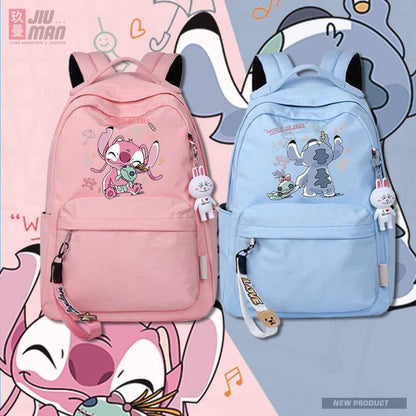 P Stitch, Stitch Cartoon, Anime, Surrounding Students, Waterproof Schoolbag, Men's and Women's Fashion, Simple Backpack, 0.6KG