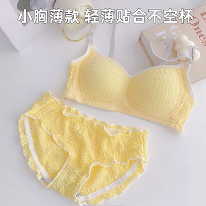 P Cream Puff Sponge~Pure Desire Wind Thin Small Breast Special Bra No Steel Ring Gathering Girl Bra Underwear Girl