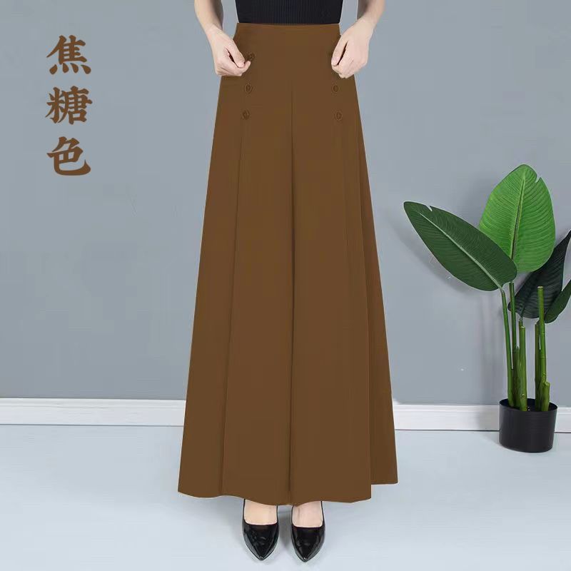 P wide-leg mother pants women's new summer large size loose and thin nine-point culottes casual pants casual elastic high waist