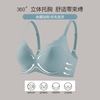 P Xueli's Traceless Thin Underwear for Women Gathering: No Steel Rim, Large Chest, Small and Anti sagging, Adjustable Bra for Collar Collection