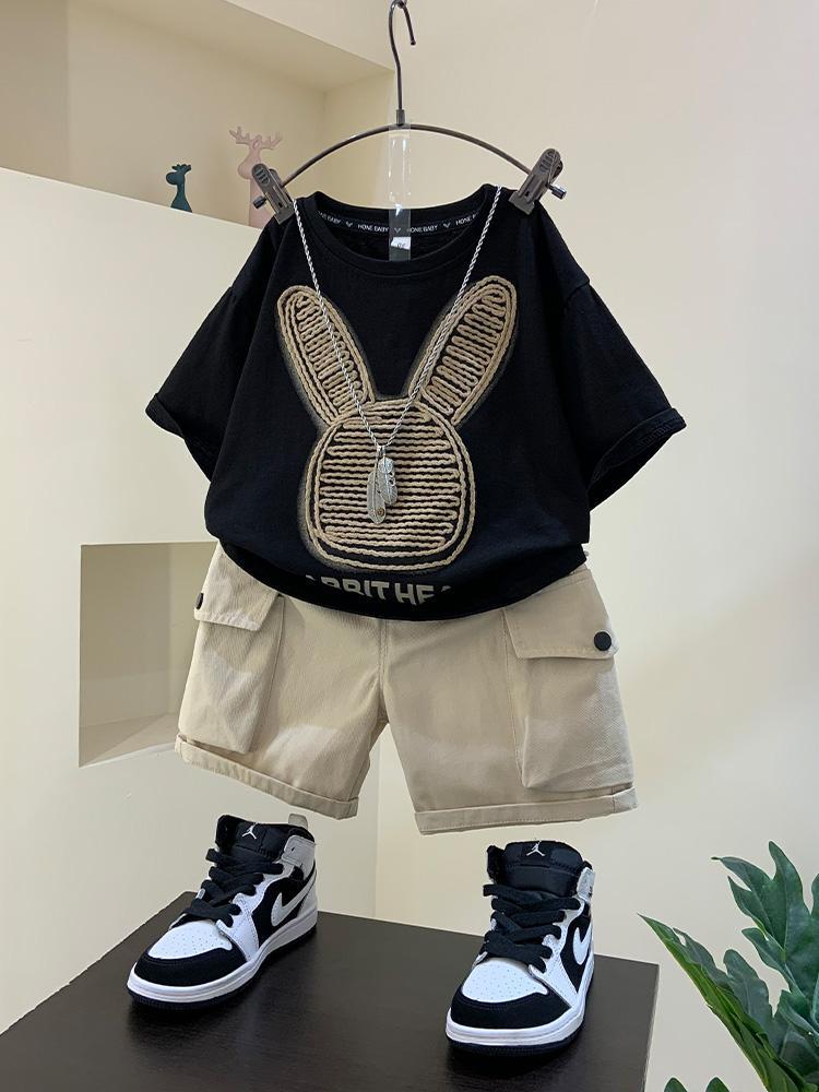 P Boys&#039; Summer Dress Suit New Western-style Baby Summer Short-sleeved Clothes Boys&#039; Spring and Summer Handsome and Thin Children&#039;s Fashion