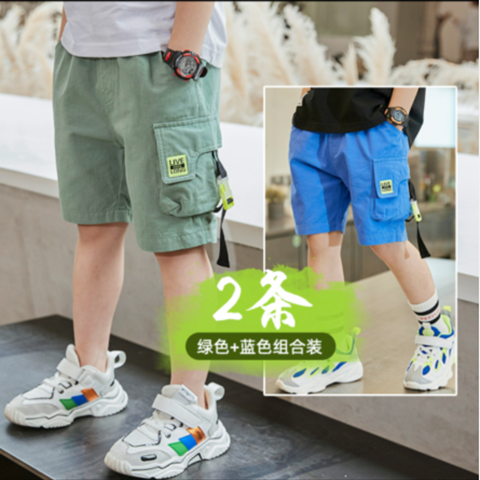 P boys' summer pants thin cotton pants 2024 summer clothes new children's baby Korean version of cargo shorts tide