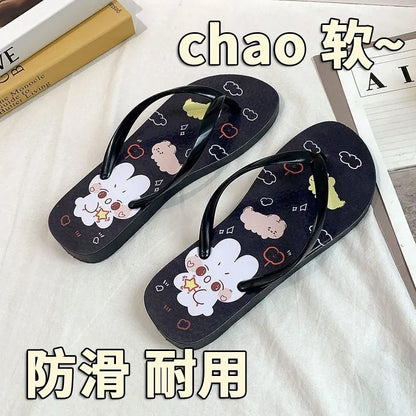 Chanclas en forma de P para mujer en verano, pantuflas con puntera apretada para estudiantes en verano, sandalias para mujer en verano, tacones planos antideslizantes, suelas suaves, pantuflas de interior para mujer 