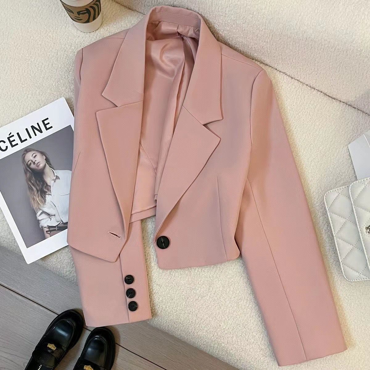 A new suit short women's jacket 2024 fashionable small stature slimming spring and autumn top suit versatile women high waist