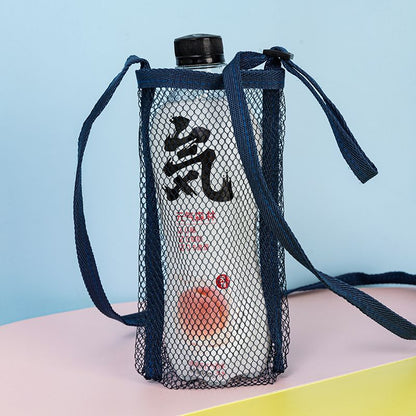 Funda tipo bolsa para taza de agua con rejilla para niños, bandolera portátil para viajes, turismo, botellas de agua mineral, bebidas, funda protectora para taza aislante 