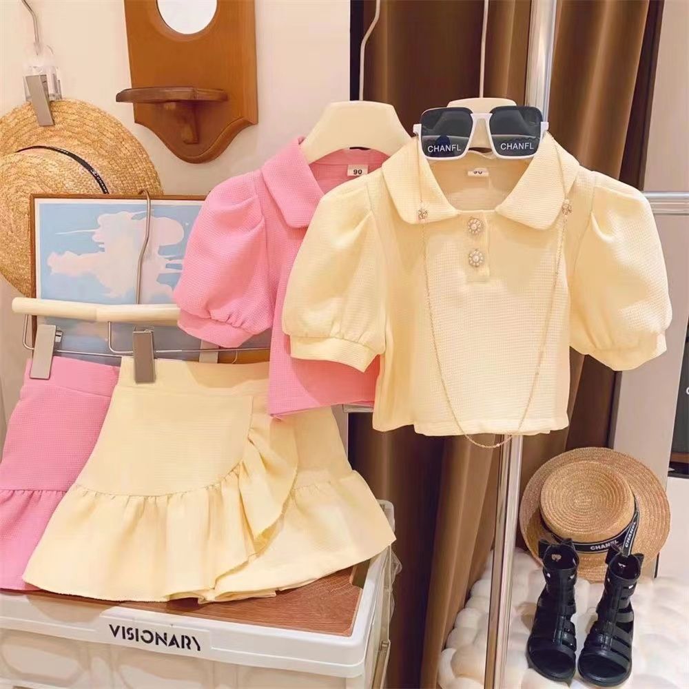 Conjunto de niñas, estilo academia de verano, falda para bebés, vestido de verano, ropa para niñas pequeñas, ropa para niños, vestido tipo polo, tendencia 