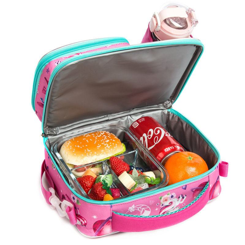 P new cartoon pupils special lunch box bag double insulation bag large capacity messenger bag light children&#039;s handbag.