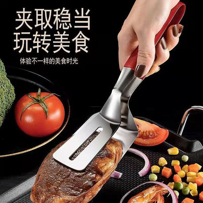 304 stainless steel fried fish anti-scald clips flipping fish shovel fried fish artifact silicone spatula steak home kitchen frying spatula