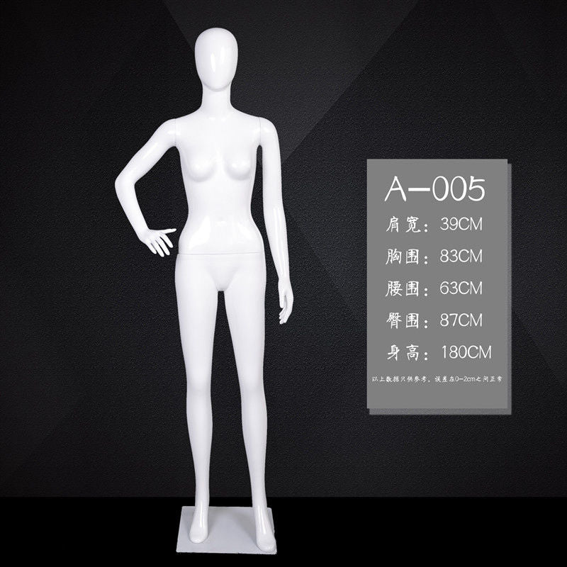 [Superventas] Estante de exhibición de ropa de cuerpo completo para mujer, modelo blanco brillante, estante de maniquí para ventana de tienda 