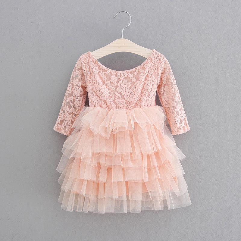 Spring Girls Lace Dress Children's Princess Dress Festival Dress Moq: one series 5 pieces (size: 90-130) Weight: 0.25kg