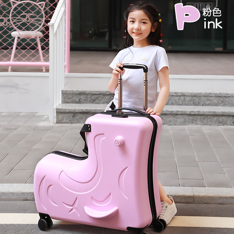 P New children's suitcase can sit in cycling suitcase 2024 inch men's and women's suitcase baby code gimbal trolley suitcase