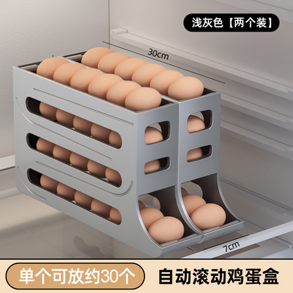 Slide egg storage box, refrigerator side door storage box, rolling egg food grade egg rack holder, automatic rolling egg box