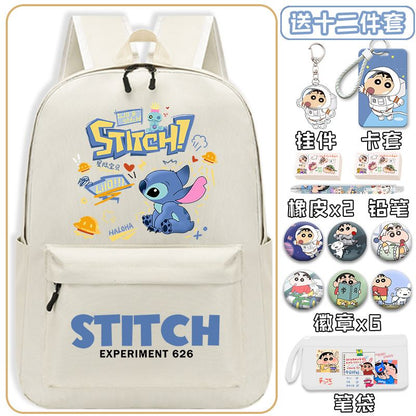 Mochila de Stitch para escuela primaria, secundaria y preparatoria con dibujos animados de Star Baby, protector de columna, mochila de gran valor, ligera 