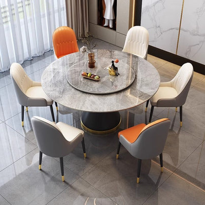 Rock slab dining table and chair combination modern simple household round rock slab dining table