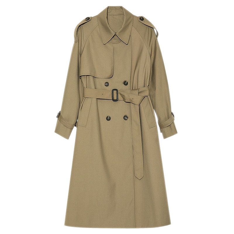 P trench coat women's new high-end small light and textured British style medium and long Van Luo explosion