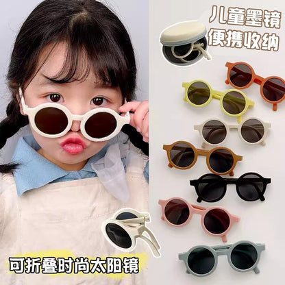 Children&#039;s sunglasses folding glasses baby sunglasses anti-ultraviolet summer boys and girls sunshade children tide.