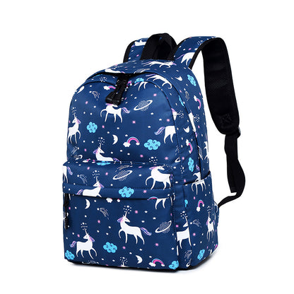 A Amazon high school student backpack, female unicorn children's backpack, customized crossbody bag, pen bag, three piece set, shoulder bag, female