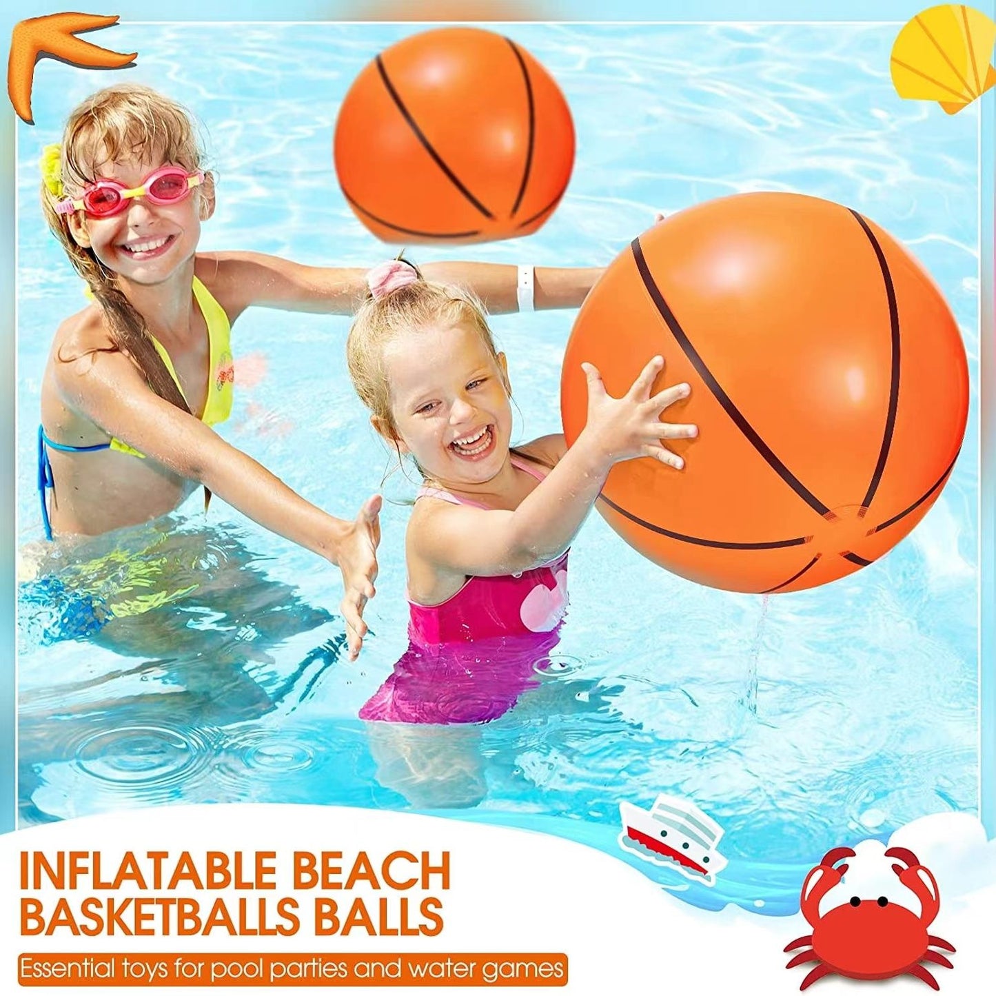 P inflatable beach ball cartoon PVC blow six pieces football, basketball, rugby, water polo, swimming party toys