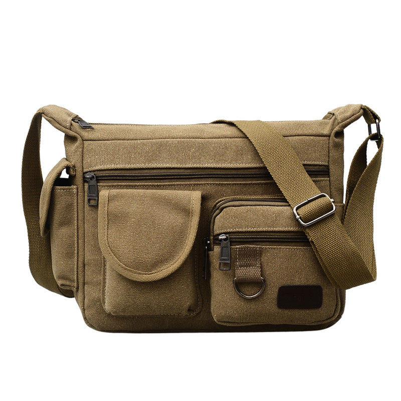 A Crossbody bag Men's high-end men's bag Backpack Men's casual travel bag Shoulder bag Sports retro canvas bag