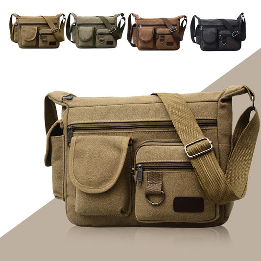 A Crossbody bag Men's high-end men's bag Backpack Men's casual travel bag Shoulder bag Sports retro canvas bag