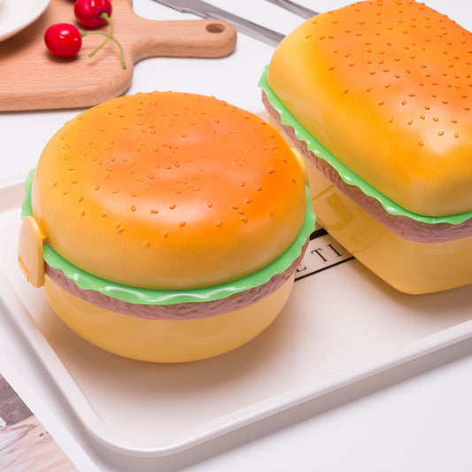 Una lonchera creativa y linda para estudiantes con forma de hamburguesa, lonchera para microondas, lonchera para niños de varias capas, caja para conservar frutas, regalo 