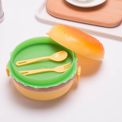 Una lonchera creativa y linda para estudiantes con forma de hamburguesa, lonchera para microondas, lonchera para niños de varias capas, caja para conservar frutas, regalo 