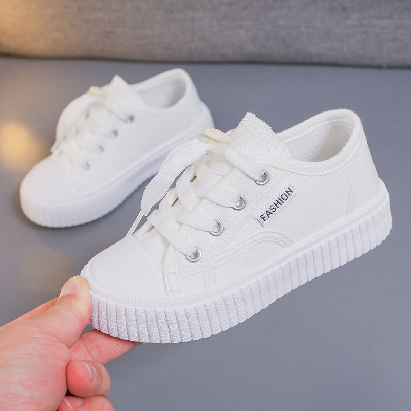 P School designated children's breathable little white shoes 2024 new one-foot canvas shoes for boys and girls popular school board shoes