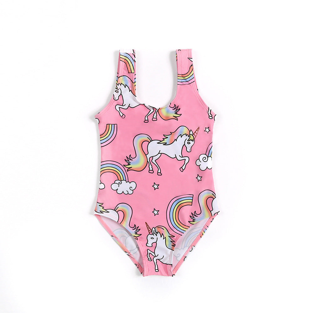 A Cross-border European and American new hot selling one-piece swimsuit, watermelon print, sweet and cute cartoon girl, children's swimsuit 0.2kg