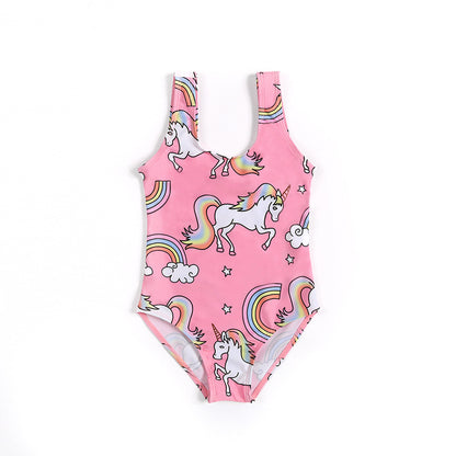 A Cross-border European and American new hot selling one-piece swimsuit, watermelon print, sweet and cute cartoon girl, children's swimsuit 0.2kg